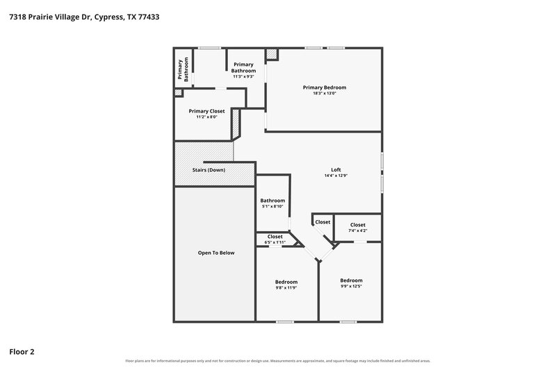 2,450/Mo, 7318 Cypress Prairie Dr Cypress, TX 77433 Floor Plan View 2