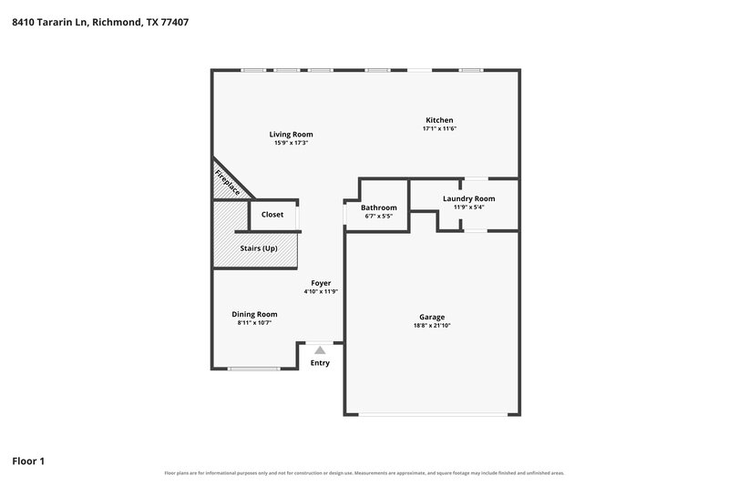 1,730/Mo, 8410 Tararin Ln Richmond, TX 77407 Floor Plan View