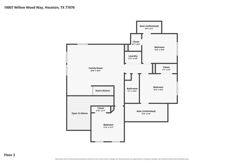 2,110/Mo, 10007 Willow Wood Way Houston, TX 77070 Floor Plan View