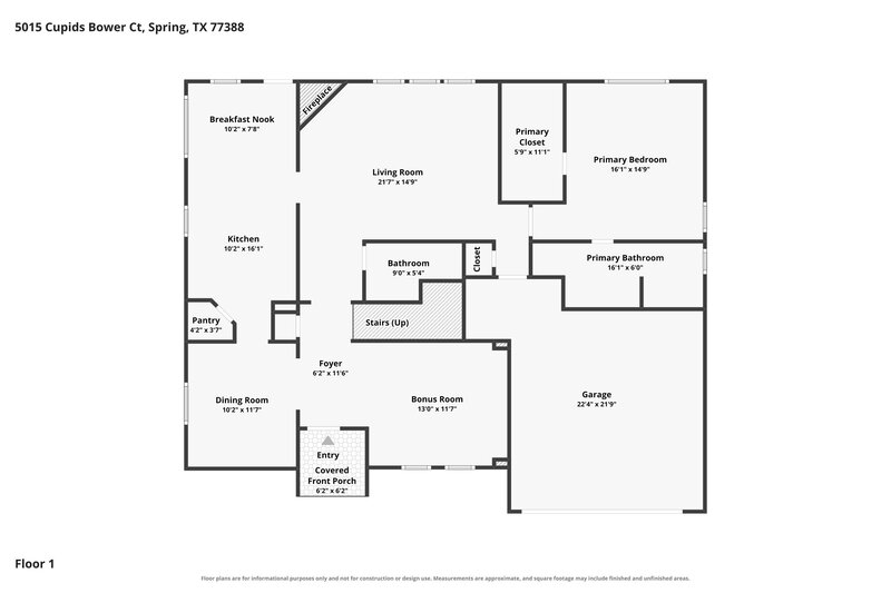 2,390/Mo, 5015 Cupids Bower Ct Spring, TX 77388 Floorplan View