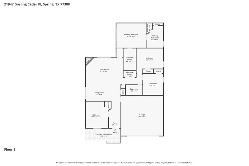 2,070/Mo, 21947 Gosling Cedar Pl Spring, TX 77388 Floor Plan View