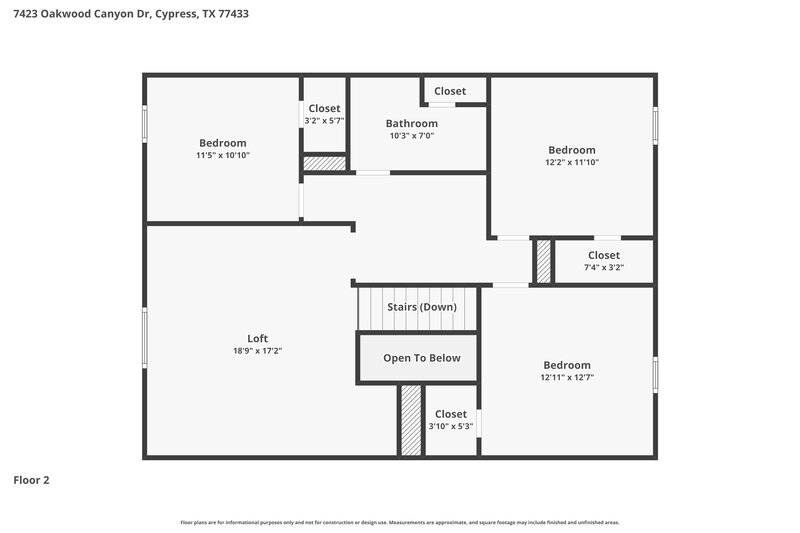 2,275/Mo, 7423 Oakwood Canyon Dr Cypress, TX 77433 Floor Plan View 2
