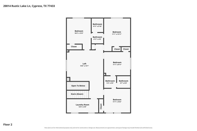2,125/Mo, 20014 Rustic Lake Ln Cypress, TX 77433 Floor Plan View 3