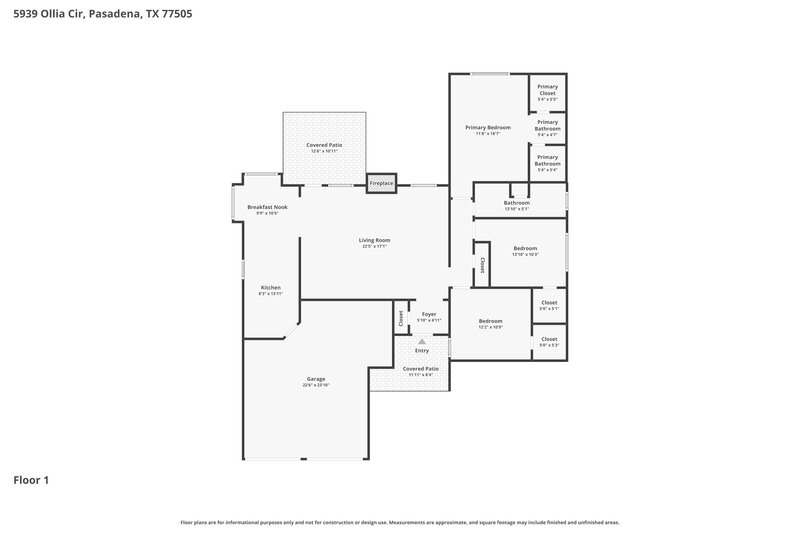 2,015/Mo, 5939 Ollia Cir Pasadena, TX 77505 Floor Plan View