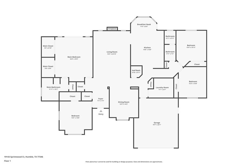 2,445/Mo, 19143 Sprintwood Ct Humble, TX 77346 Floor Plan View