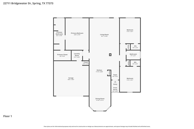 1,905/Mo, 22711 Bridgewater Dr Spring, TX 77373 Floor Plan View
