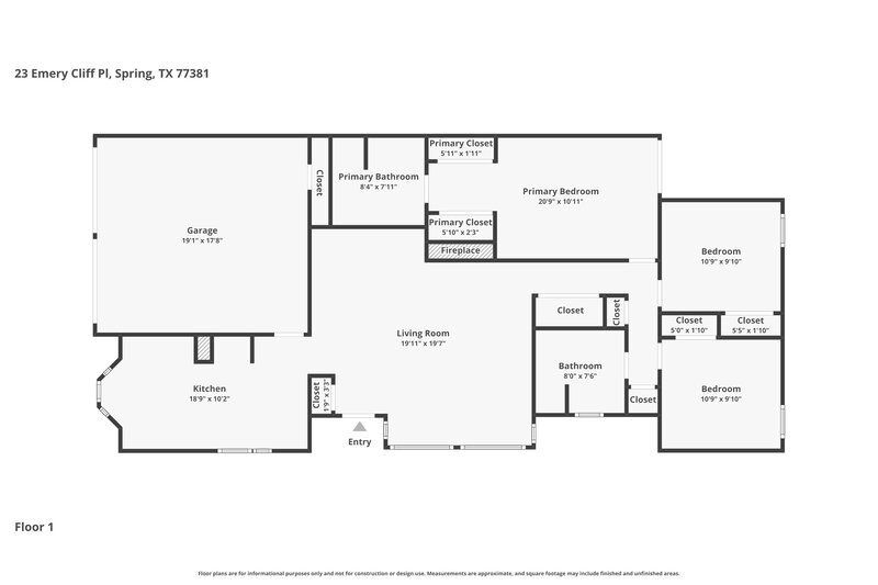 1,885/Mo, 23 Emery Cliff Pl Spring, TX 77381 Floor Plan View