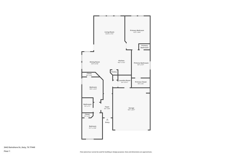 1,760/Mo, 3442 Rainshore Dr Katy, TX 77449 Floor Plan View