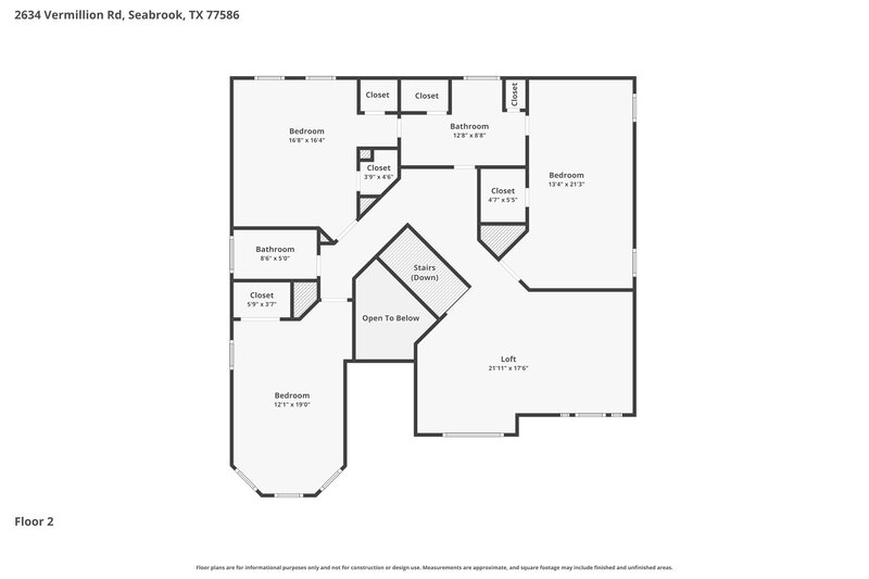 2,855/Mo, 2634 Vermillion Rd Seabrook, TX 77586 Floor Plan View 2