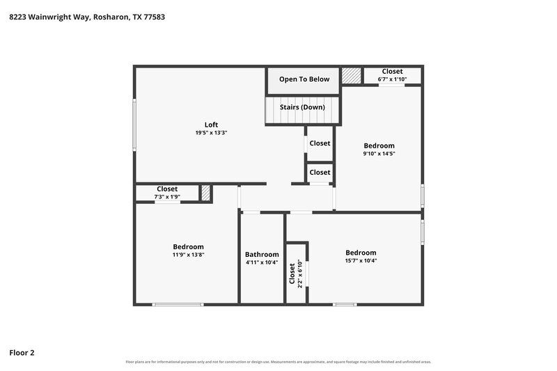 2,270/Mo, 8223 Wainwright Way Rosharon, TX 77583 Floor Plan View 2