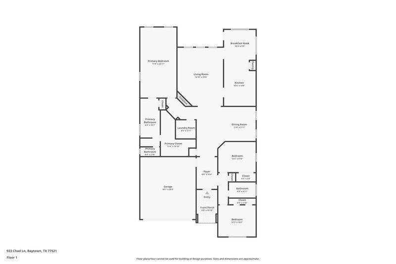2,185/Mo, 923 Chad Baytown, TX 77521 Floor Plan View