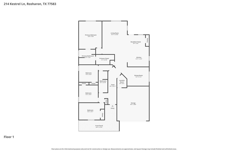 2,075/Mo, 214 Kestrel Ln Rosharon, TX 77583 Floor Plan View