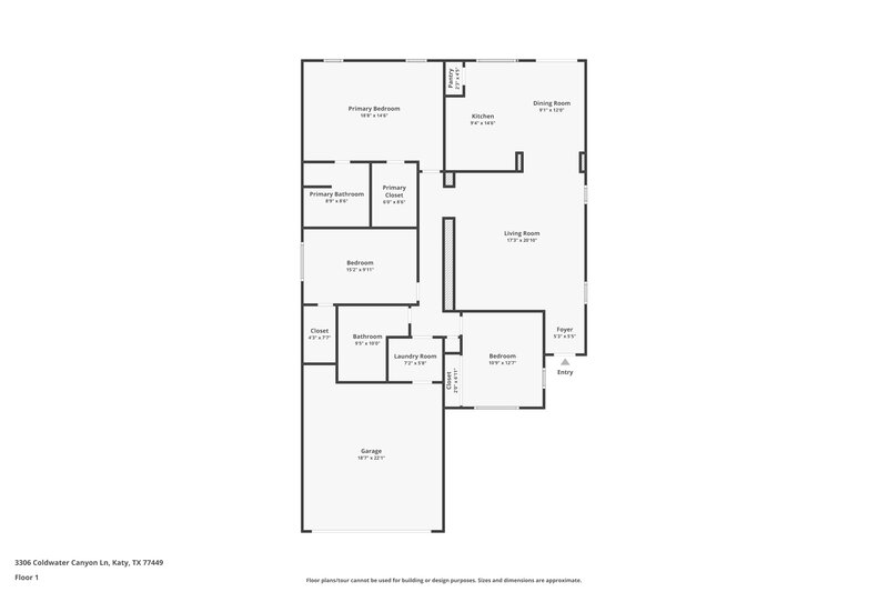 1,765/Mo, 3306 Coldwater Canyon Ln Katy, TX 77449 Floor Plan View