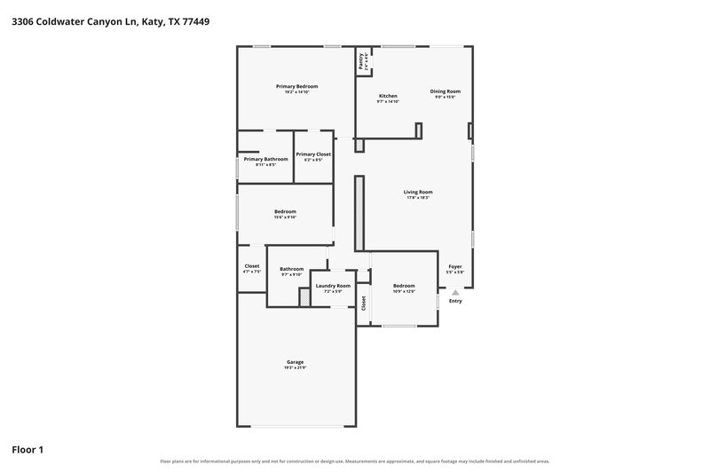 1,780/Mo, 3306 Coldwater Canyon Ln Katy, TX 77449 Floor Plan View