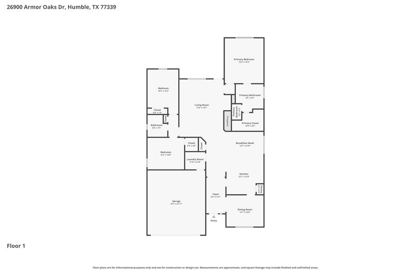 1,875/Mo, 26900 Armor Oaks Dr Humble, TX 77339 Floor Plan View