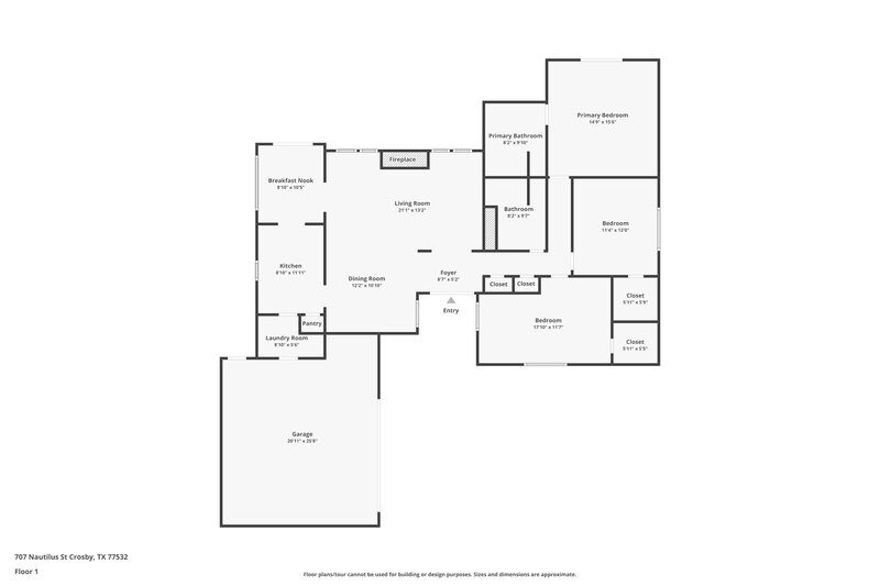 1,830/Mo, 707 Nautilus St Crosby, TX 77532 Floor Plan View