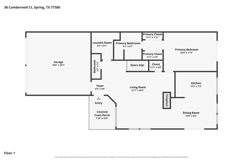 1,740/Mo, 38 Camberwell Ct Spring, TX 77380 Floor Plan View