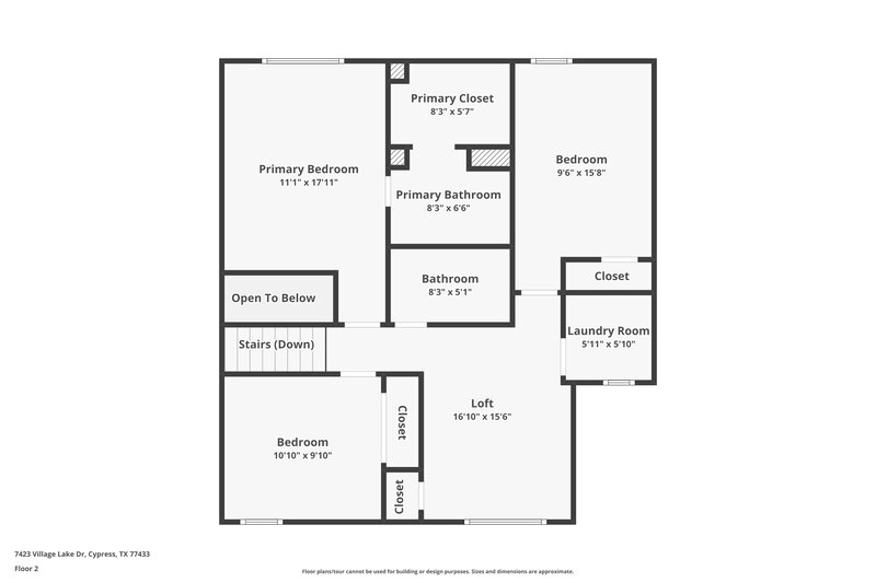 1,790/Mo, 7423 Village Lake Dr Cypress, TX 77433 Floor Plan View 2