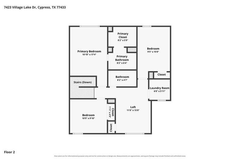 1,715/Mo, 7423 Village Lake Dr Cypress, TX 77433 Floor Plan View 2