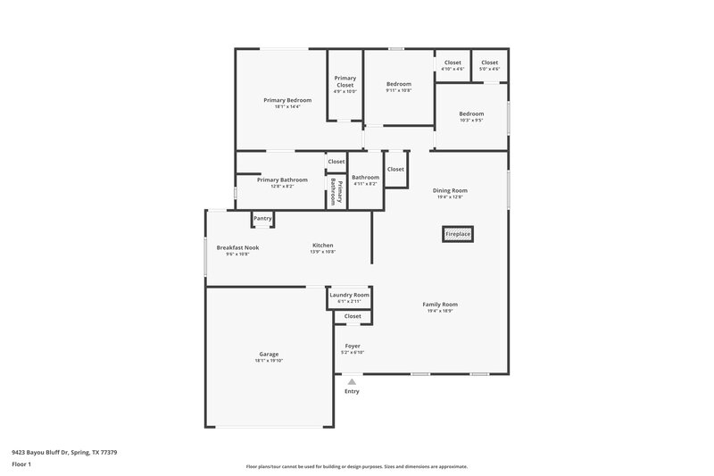 1,755/Mo, 9423 Bayou Bluff Dr Spring, TX 77379 Floor Plan View