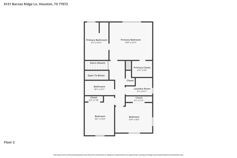 1,780/Mo, 8131 Barnes Ridge Ln Houston, TX 77072 Floor Plan View 2