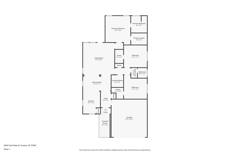 1,870/Mo, 3943 Teal Vista Ct Fresno, TX 77545 Floor Plan View