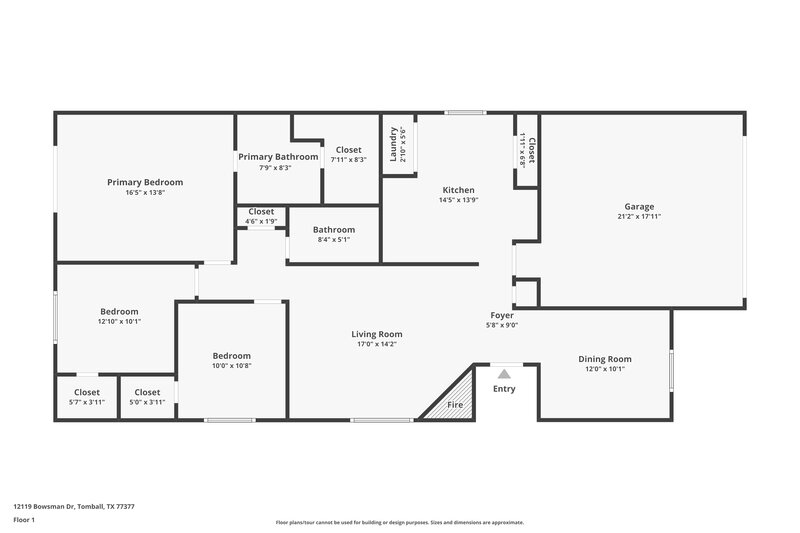1,915/Mo, 12119 Bowsman Dr Tomball, TX 77377 Floor Plan View