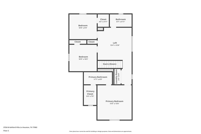 1,850/Mo, 3726 W Ashford Villa Ln Houston, TX 77082 Floor Plan View 2