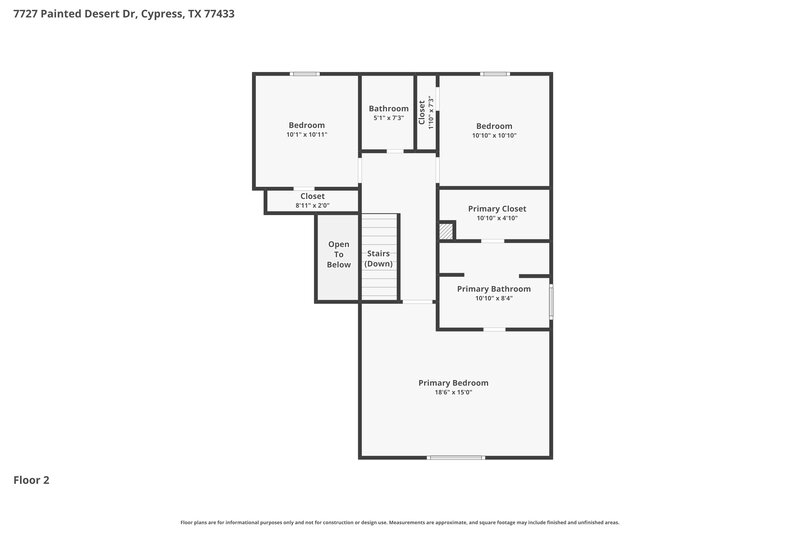 1,855/Mo, 7727 Painted Desert Dr Cypress, TX 77433 Floor Plan View 2