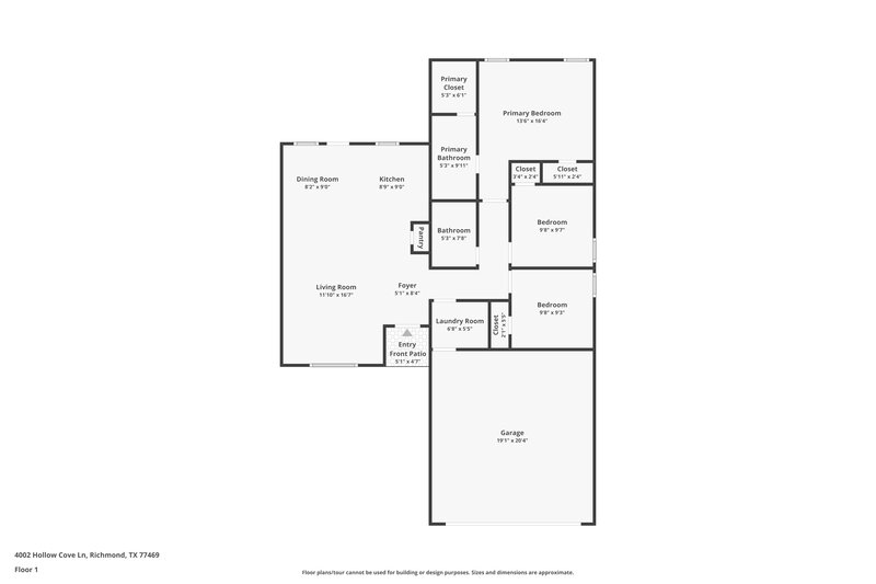 1,680/Mo, 4002 Hollow Cove Ln Richmond, TX 77469 Floor Plan View