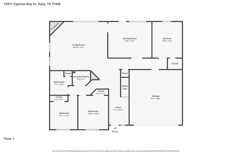 2,060/Mo, 19311 Cypress Bay Dr Katy, TX 77449 Floor Plan View
