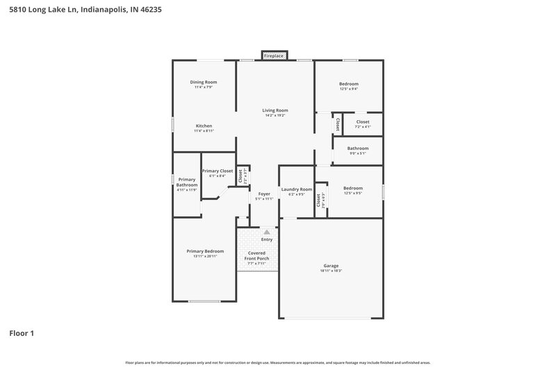 1,765/Mo, 5810 Long Lake Ln Indianapolis, IN 46235 Floorplan View