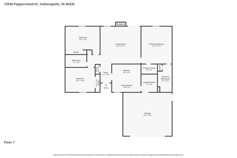 1,950/Mo, 12036 Pepperwood Dr Indianapolis, IN 46236 Floor Plan View