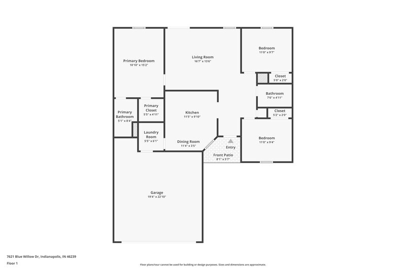 1,545/Mo, 7621 Blue Willow Dr Indianapolis, IN 46239 Floor Plan View