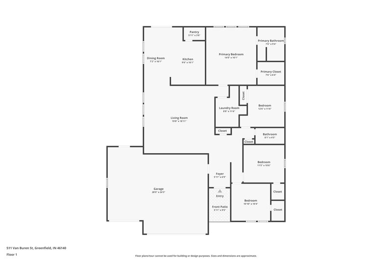 1,790/Mo, 511 Van Buren St Greenfield, IN 46140 Floor Plan View