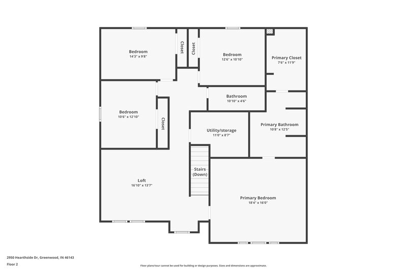 2,000/Mo, 2950 Hearthside Dr Greenwood, IN 46142 Floor Plan View 2
