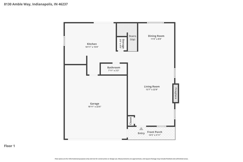 2,025/Mo, 8130 Amble Way Indianapolis, IN 46237 Floor Plan View