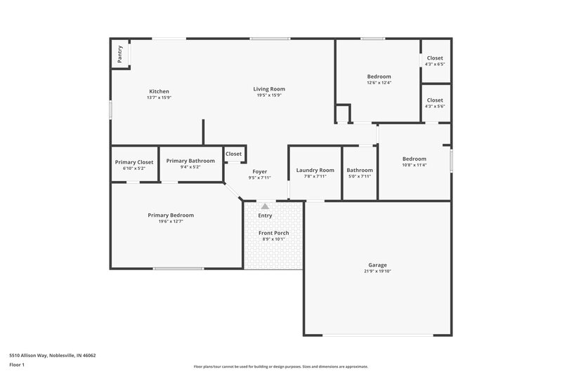 1,830/Mo, 5510 Allison Way Noblesville, IN 46062 Floor Plan View