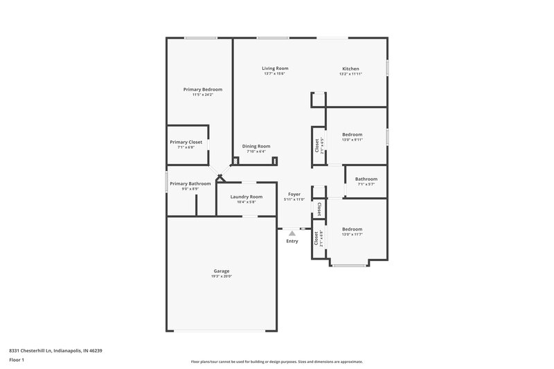1,595/Mo, 8331 Chesterhill Ln Indianapolis, IN 46239 Floor Plan View