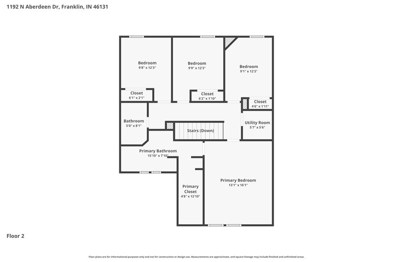 1,910/Mo, 1192 N Aberdeen Dr Franklin, IN 46131 Floor Plan View 2