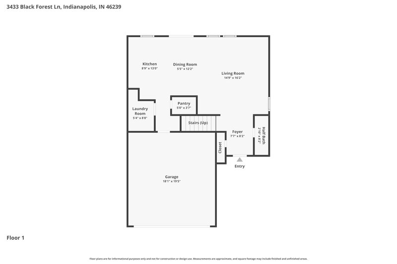 2,005/Mo, 3433 Black Forest Ln Indianapolis, IN 46239 Floor Plan View