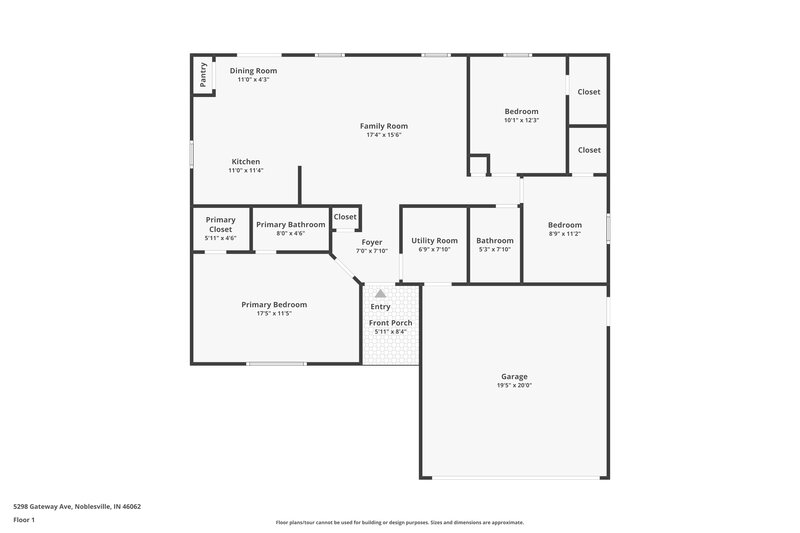 2,020/Mo, 5298 Gateway Ave Noblesville, IN 46062 Floor Plan View