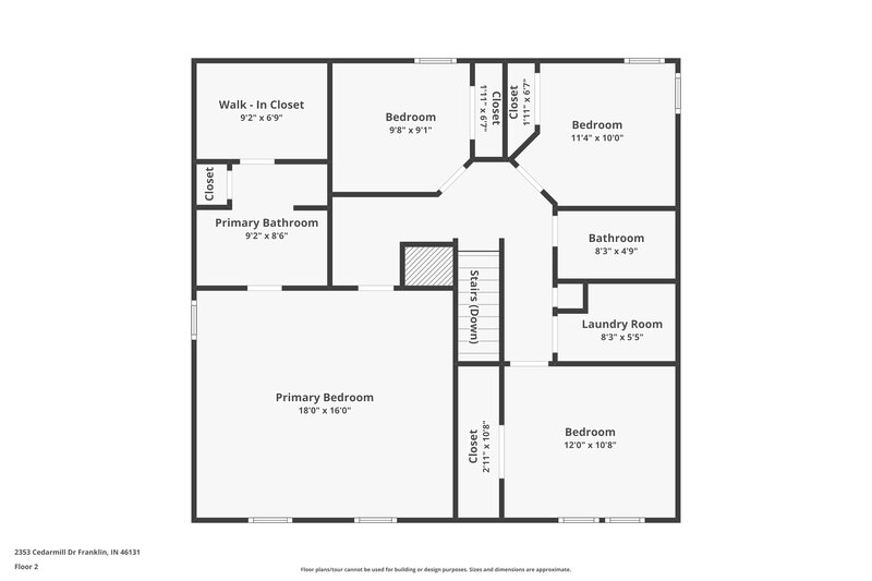 1,660/Mo, 2353 Cedarmill Dr Franklin, IN 46131 Floor Plan View