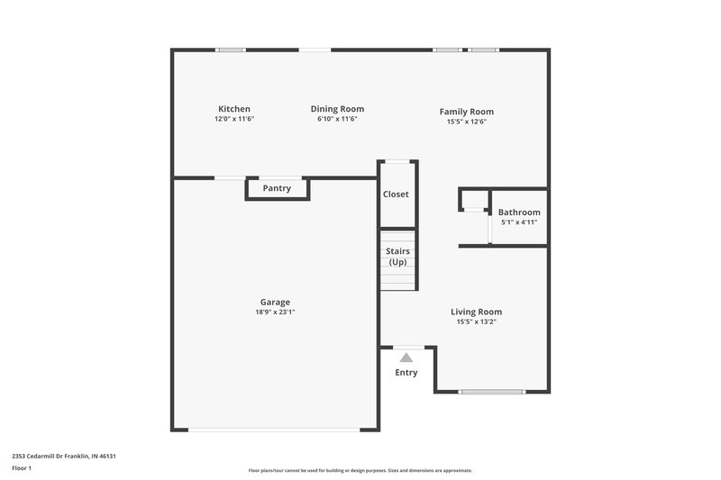 1,660/Mo, 2353 Cedarmill Dr Franklin, IN 46131 Floor Plan View 2