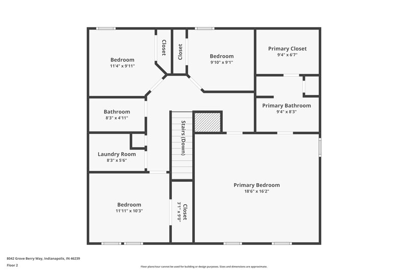 1,775/Mo, 8042 Grove Berry Way Indianapolis, IN 46239 Floor Plan View 2