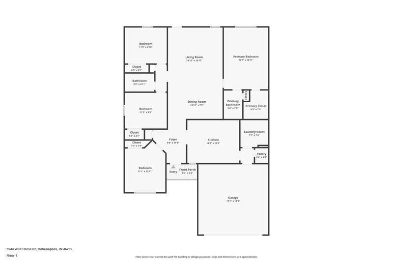 1,730/Mo, 5544 Wild Horse Dr Indianapolis, IN 46239 Floor Plan View