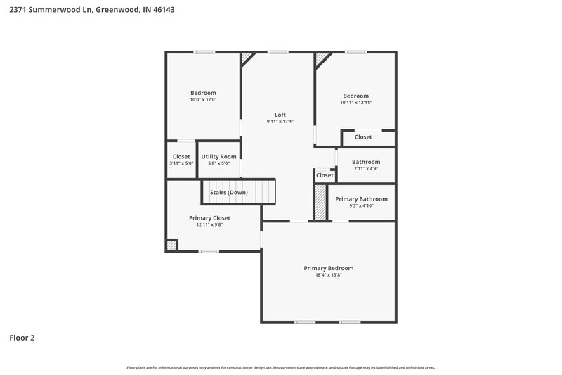 1,930/Mo, 2371 Summerwood Ln Greenwood, IN 46143 Floor Plan View 2