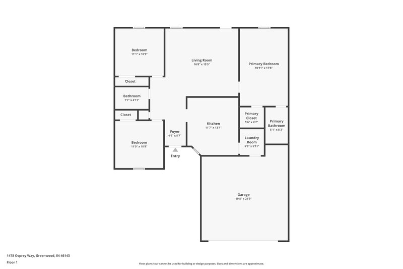 2,240/Mo, 1478 Osprey Way Greenwood, IN 46143 Floor Plan View