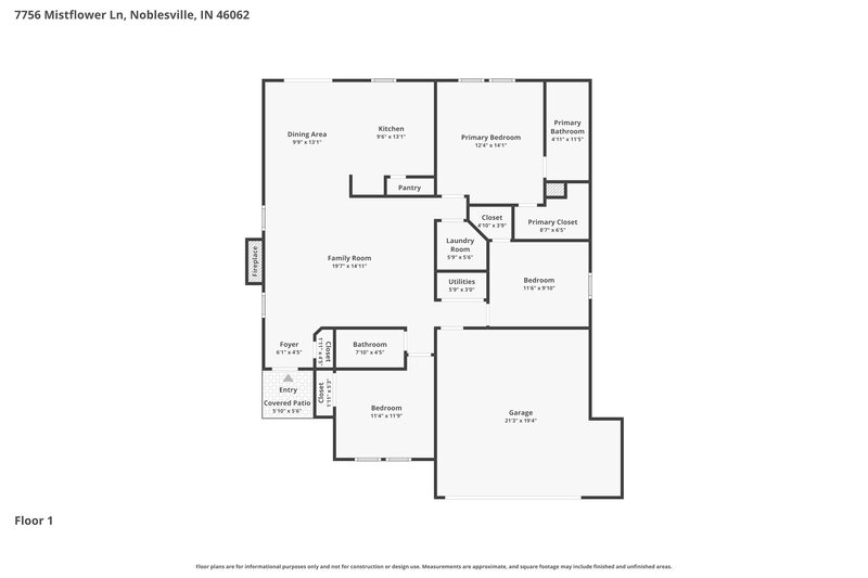 1,975/Mo, 7756 Mistflower Ln Noblesville, IN 46060 Floor Plan View