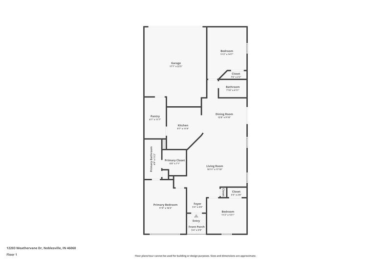 1,845/Mo, 12203 Weathervane Dr Noblesville, IN 46060 Floorplan View